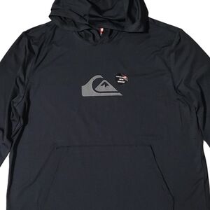 Quiksilver UPF 50+ Black Hooded Long Sleeve Shirt NWT  Size Large